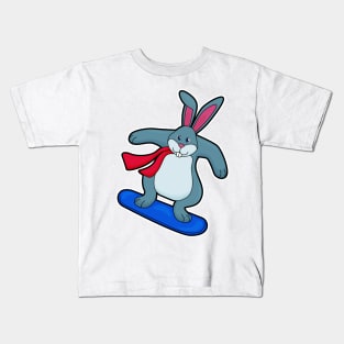 Rabbit as Snowboarder with Snowboard & Scarf Kids T-Shirt